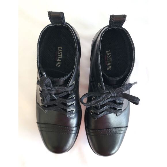 Eastland Overdrive Black Leather Boots Womens 6M Cap Toe Lace Up - Picture 4 of 8
